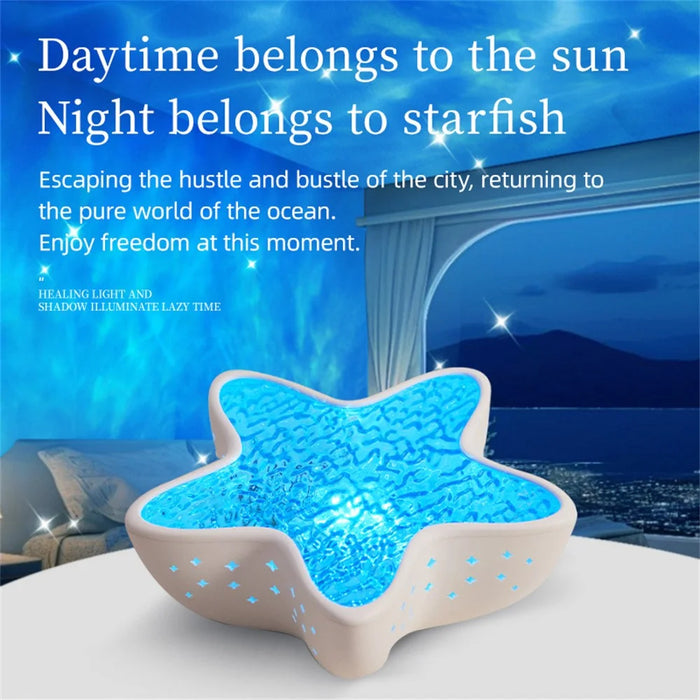 Starfish Ambient Projector Light Home Decor Mood Lamp 7 Ocean Modes USB Rechargeable for Bedroom / Living Room - 4