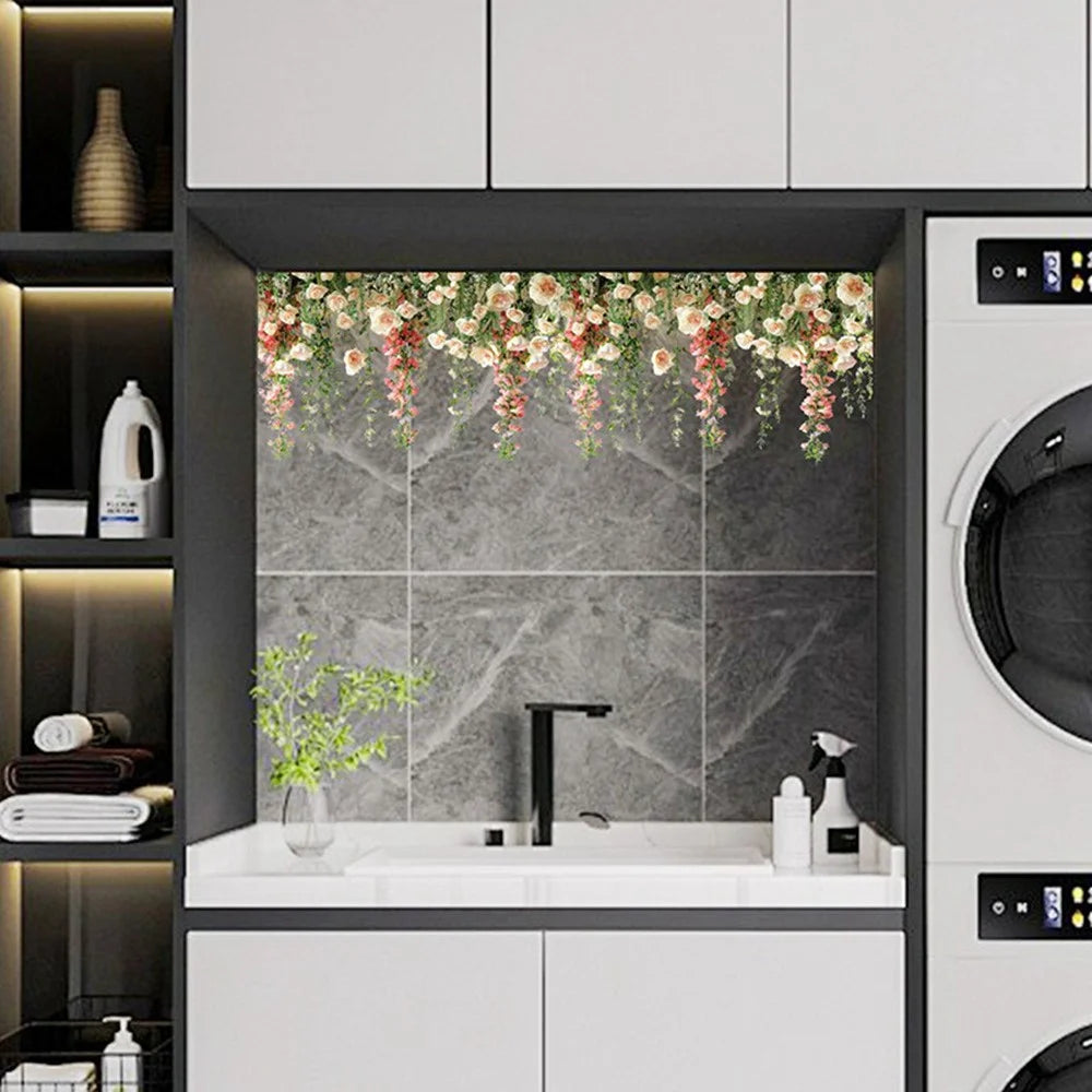3Pcs Rose Vine Static Cling Window Film Bedroom Bathroom Shower Glass Decorative Privacy Sticker, 30x20cm - JD23001 - 3