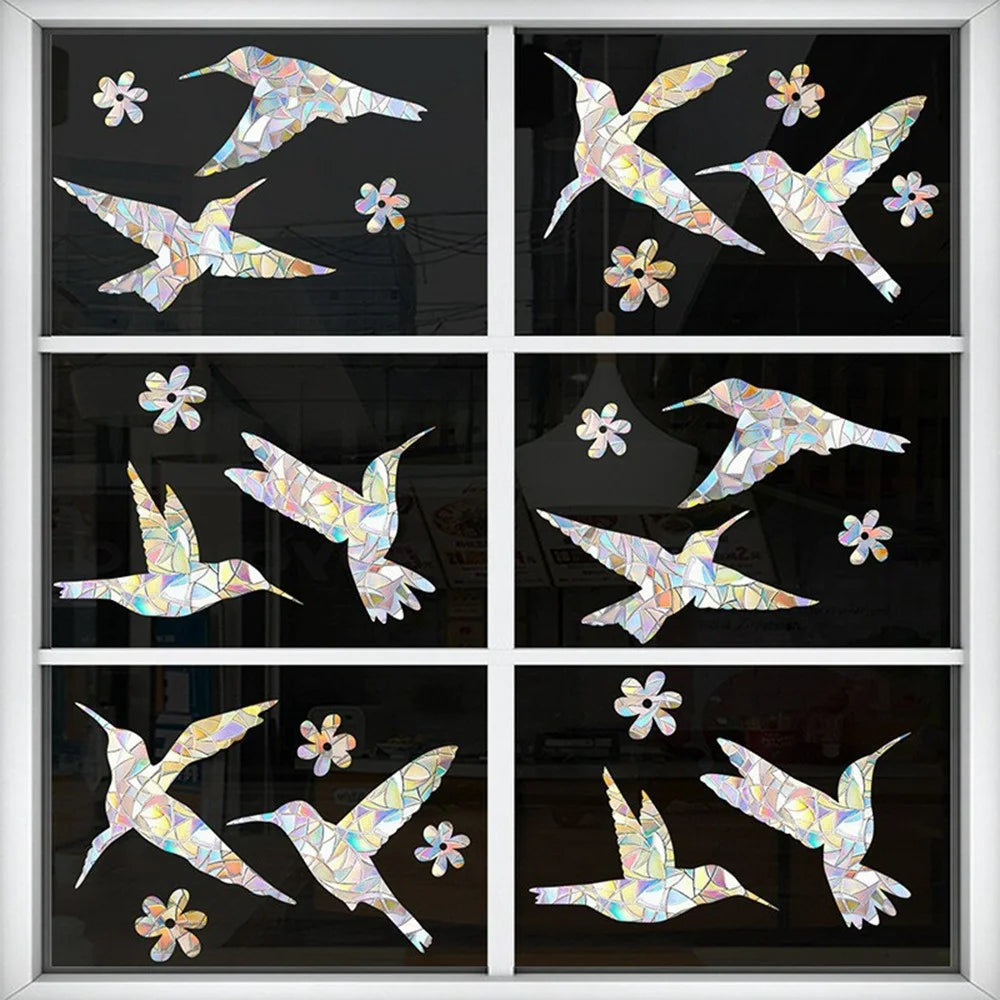 LS23023 2Pcs ?Rainbow Hummingbird Window Static Cling Decals Bird Protection Anti Collision Glass Stickers - 4
