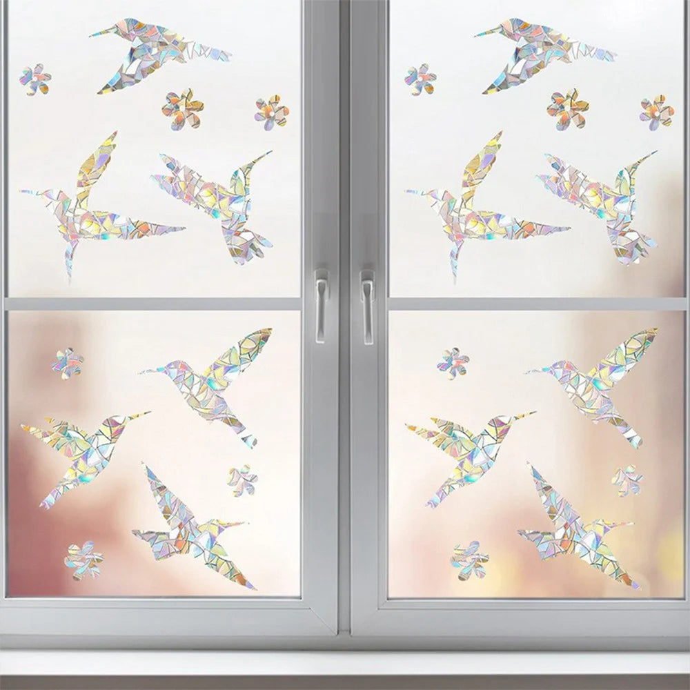 LS23023 2Pcs ?Rainbow Hummingbird Window Static Cling Decals Bird Protection Anti Collision Glass Stickers - 5