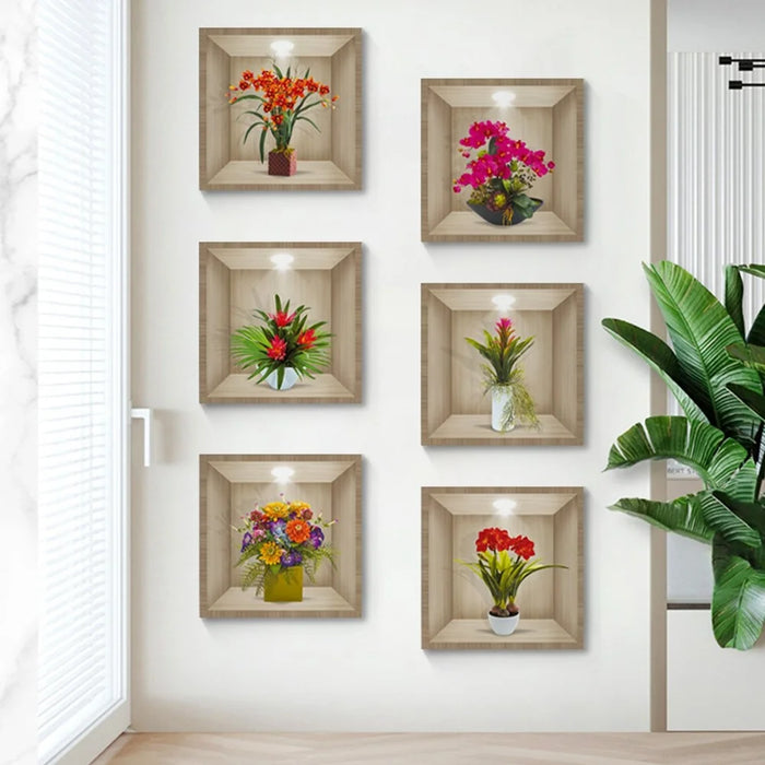 Flower Plant 3D Wall Stickers Living Room Classroom Corridor Background Wall Decor Decals Set - CH39089AB - 2