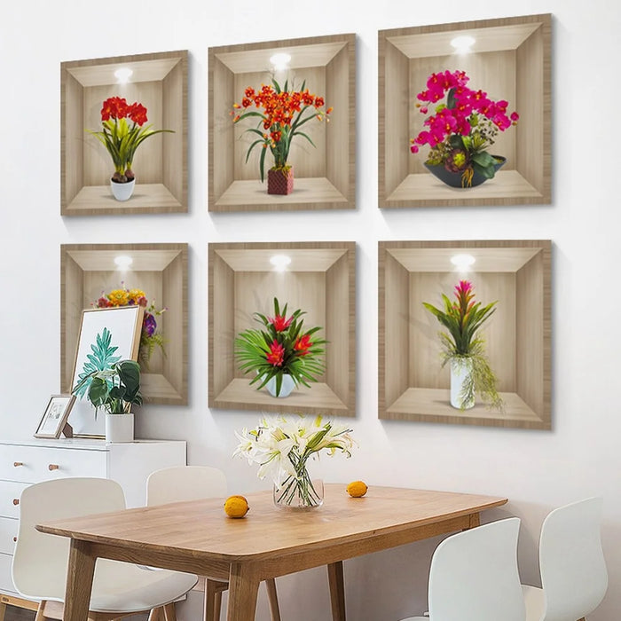 Flower Plant 3D Wall Stickers Living Room Classroom Corridor Background Wall Decor Decals Set - CH39089AB - 3