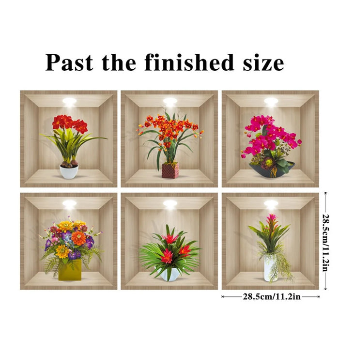 Flower Plant 3D Wall Stickers Living Room Classroom Corridor Background Wall Decor Decals Set - CH39089AB - 4