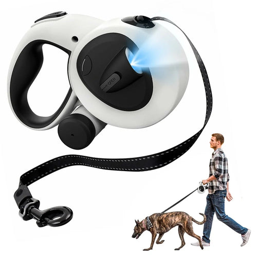 5m Auto Retractable Dog Leash with LED Light Reflective Pet Walking Lead Rope for Large Dogs Up to 50KG - 1
