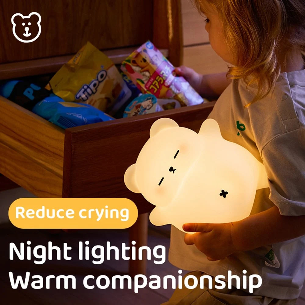 Snuggly Bear Sleep Aid Night Light Tap Control Silicone Lamp with White Noise for Bedtime Relaxation - 6