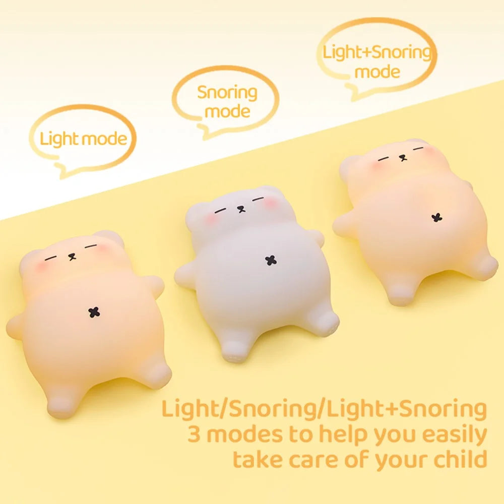 Snuggly Bear Sleep Aid Night Light Tap Control Silicone Lamp with White Noise for Bedtime Relaxation - 7