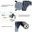 360 Degree Rotating Retractable Dog Leash Dual Head Walking Lead with LED Light for 2 Dogs - Grey - 7
