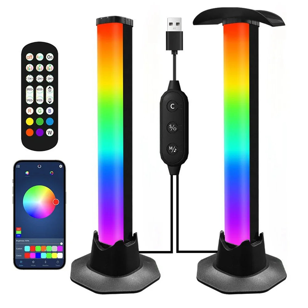KBB-62 Wire + Remote + APP Control Octagonal Base Desktop Ambient Light with Gaming Headphone Stand Atmosphere Lamp - 1