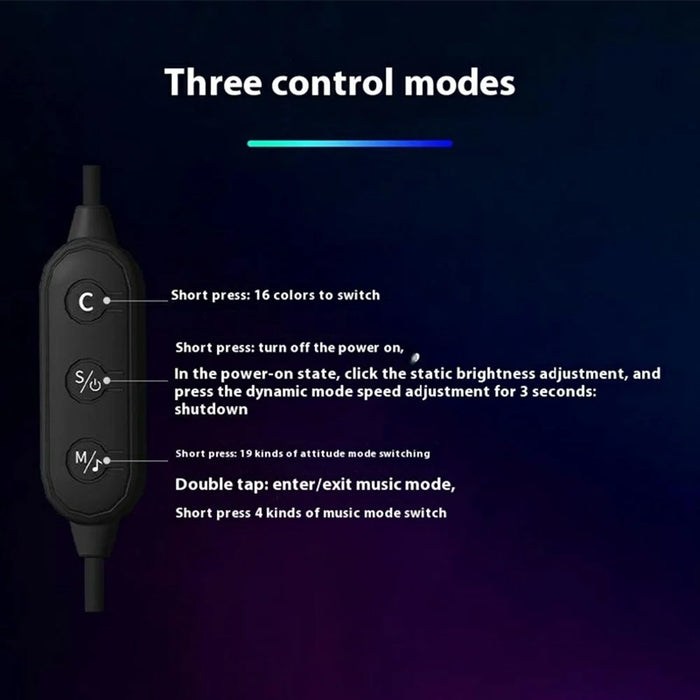 KBB-24 U Shape RGB Desk Ambient Light USB Powered Sound Activated Atmosphere Lamp, Wire + Remote + APP Control - 3