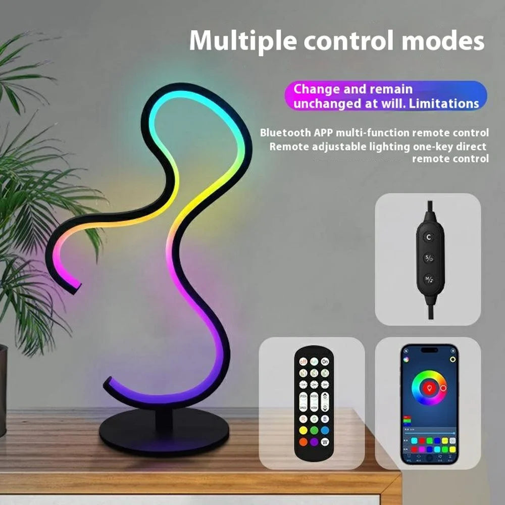KBB-64 Irregular Shape LED Desktop Ambient Light RGB Rhythm Sound Activated Night Lamp, Wire + Remote + APP Control - 3