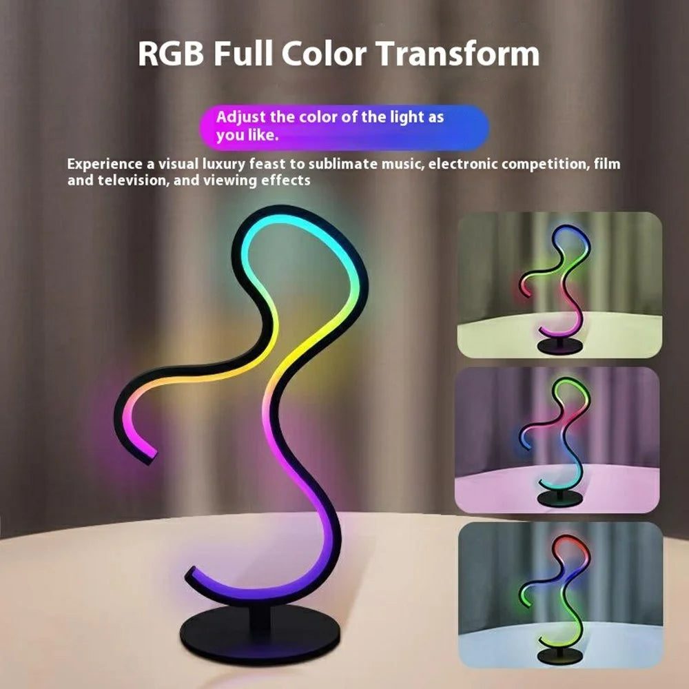 KBB-64 Irregular Shape LED Desktop Ambient Light RGB Rhythm Sound Activated Night Lamp, Wire + Remote + APP Control - 4
