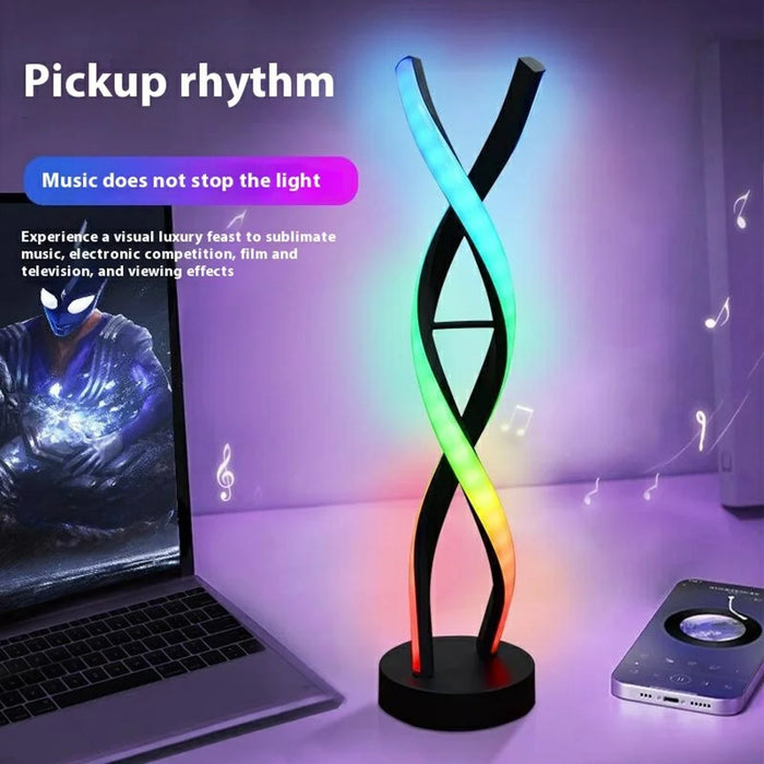 KBB-65 Sound Activated Gaming RGB Ambient Light Cross Spiral Design Desk Lamp, Wire + Remote + APP Control - 3