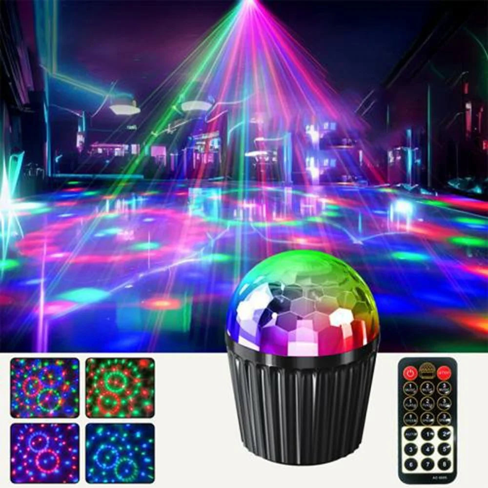 3W Sound Activated Striped Mini Magic Ball LED Light RGB Stage Lamp for KTV Bar (With Remote) - 2