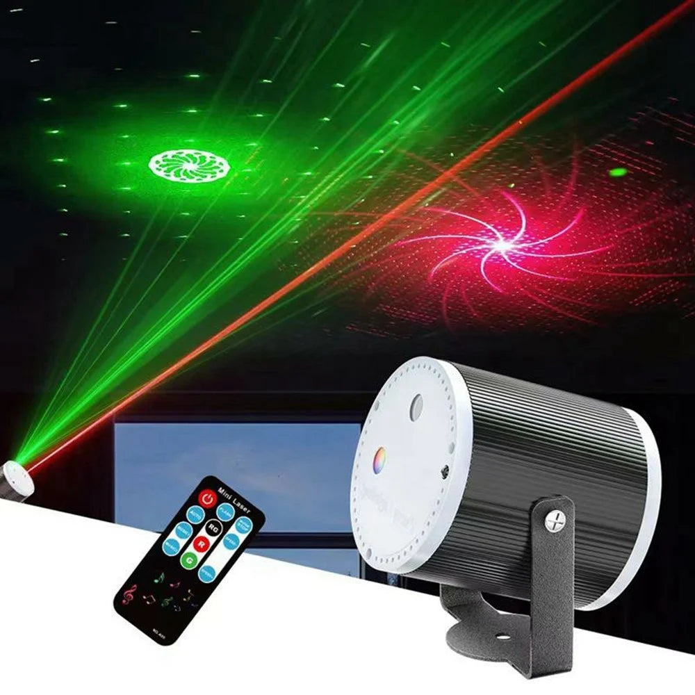 Starry Sky Laser Projector Light with Bracket Sound Activated LED Stage Lamp for Party KTV (With Remote) - 2