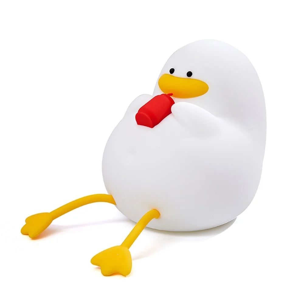 XR-MM-L2206 Cute Duck Shape Night Light Soft Silicone Kids Sleeping Night Lamp Color-changing LED Light Timer Function - Without Hat - 1