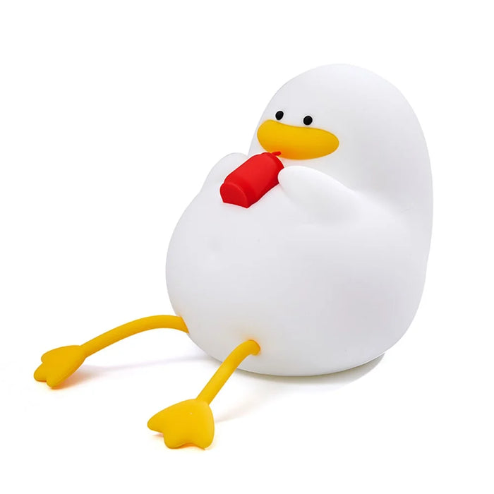 XR-MM-L2206 Cute Duck Shape Night Light Soft Silicone Kids Sleeping Night Lamp Color-changing LED Light Timer Function - Without Hat - 1