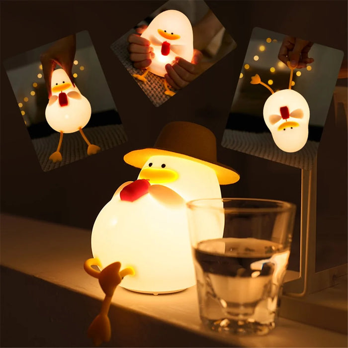 XR-MM-L2206 Cute Duck Shape Night Light Soft Silicone Kids Sleeping Night Lamp Color-changing LED Light Timer Function - Without Hat - 4