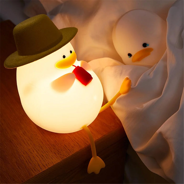 XR-MM-L2206 Cute Duck Shape Night Light Soft Silicone Kids Sleeping Night Lamp Color-changing LED Light Timer Function - Without Hat - 5