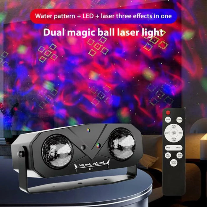 12W LED Party Light Water Wave Effect Rotating Disco Ball Remote Control Laser Projector, with Power Adapter - US Plug - 2