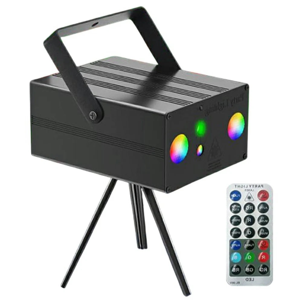 10W Square LED Stage Light with Remote Control Laser Projector Sound Activated Strobe Lamp for Home / Bar / KTV - US Plug - 1