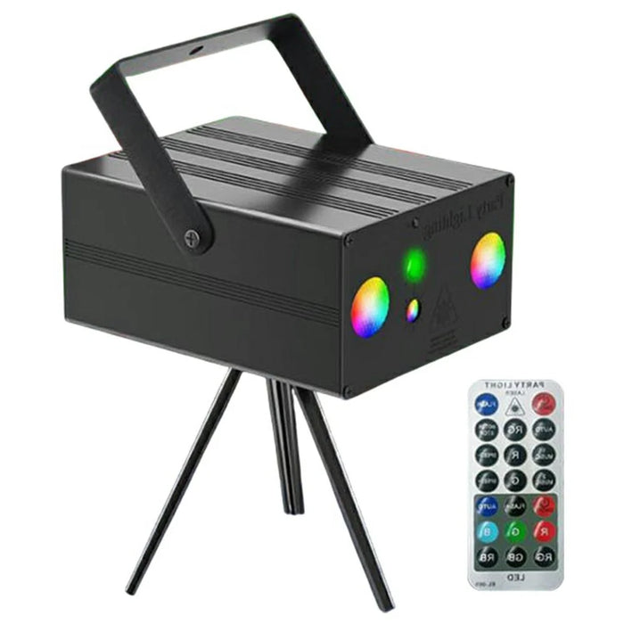 10W Square LED Stage Light with Remote Control Laser Projector Sound Activated Strobe Lamp for Home / Bar / KTV - US Plug - 1