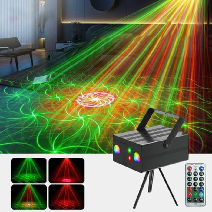 10W Square LED Stage Light with Remote Control Laser Projector Sound Activated Strobe Lamp for Home / Bar / KTV - US Plug - 2