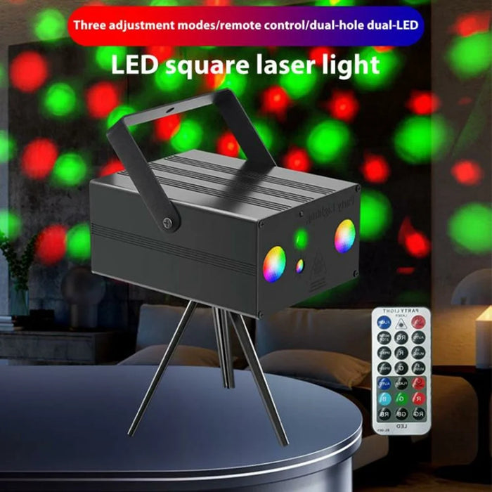 10W Square LED Stage Light with Remote Control Laser Projector Sound Activated Strobe Lamp for Home / Bar / KTV - US Plug - 3