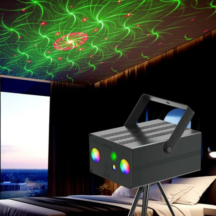 10W Square LED Stage Light with Remote Control Laser Projector Sound Activated Strobe Lamp for Home / Bar / KTV - US Plug - 4