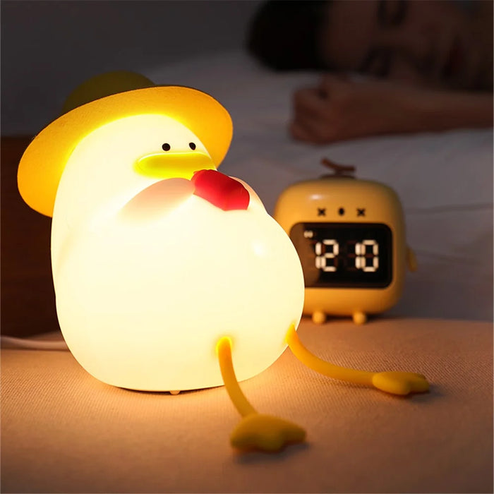 XR-MM-L2206 Color-changing Duck Shaped LED Night Light Timer Function Cute Silicone Children Sleeping Night Lamp - With Hat - 5