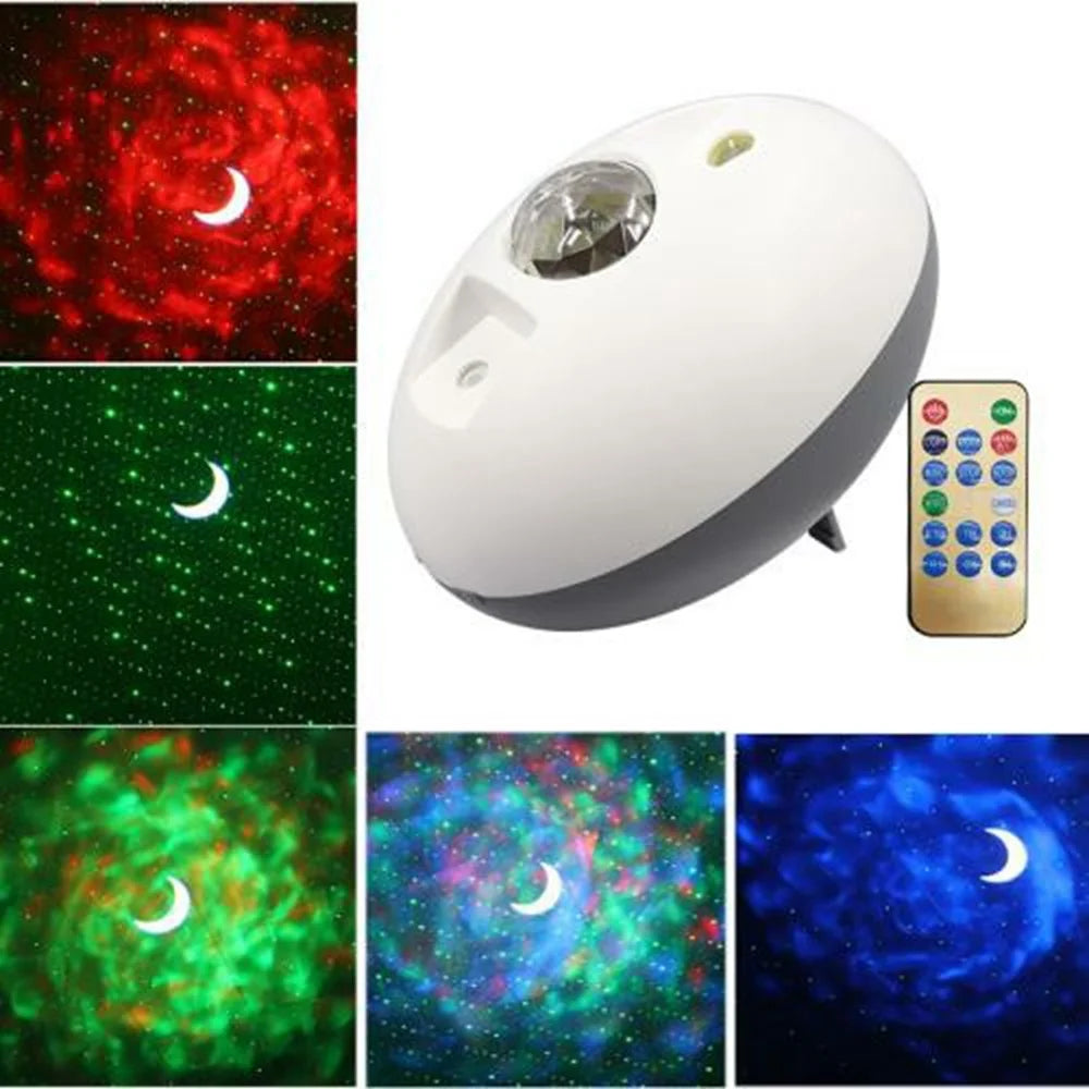 Rechargeable Oval LED Starry Sky Projector Night Light Sound Activated Laser Atmosphere Lamp with Remote - 1