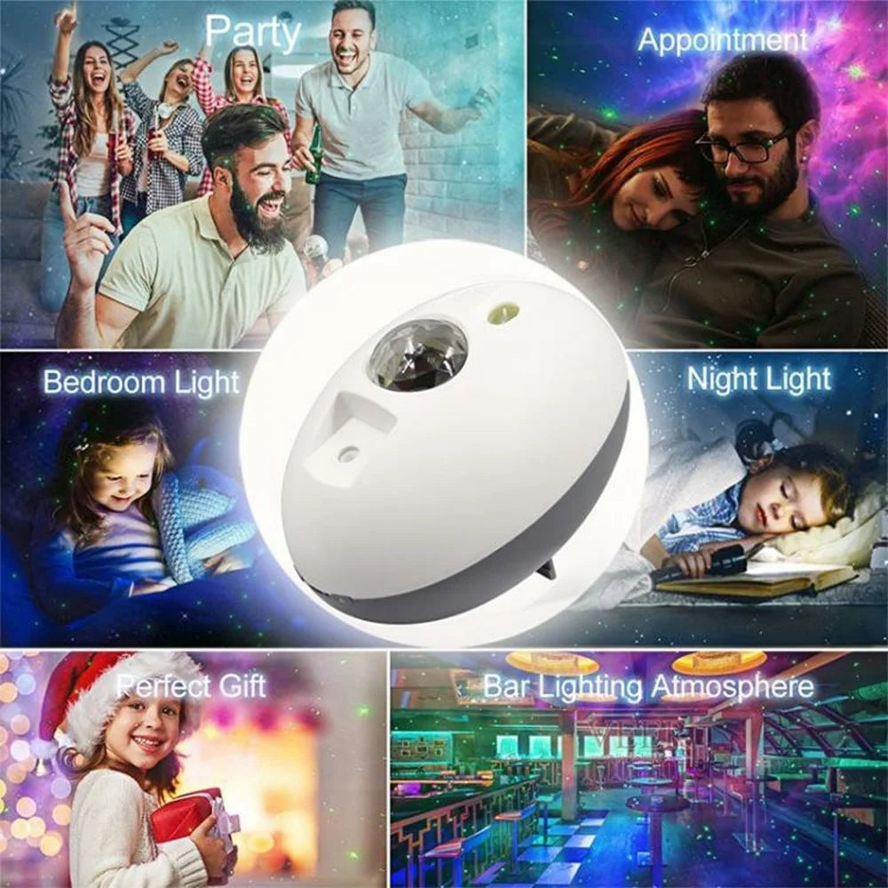 Rechargeable Oval LED Starry Sky Projector Night Light Sound Activated Laser Atmosphere Lamp with Remote - 2