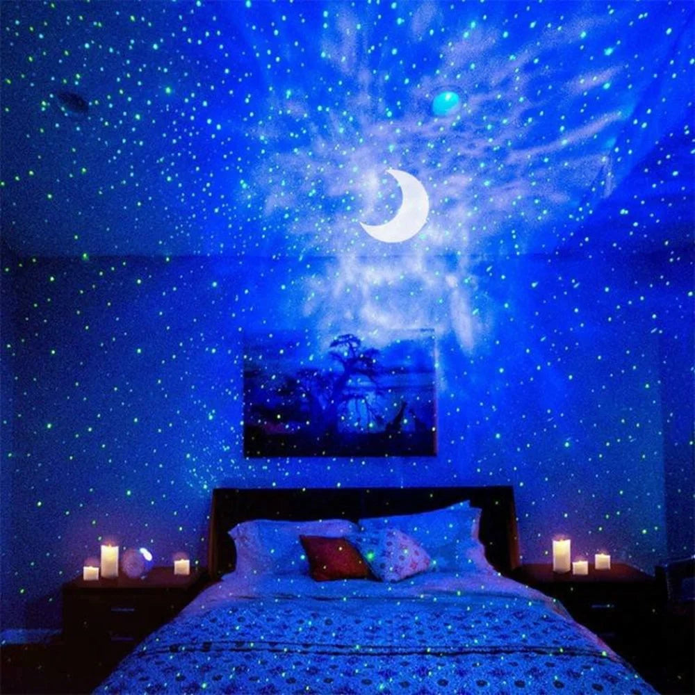 Rechargeable Oval LED Starry Sky Projector Night Light Sound Activated Laser Atmosphere Lamp with Remote - 4