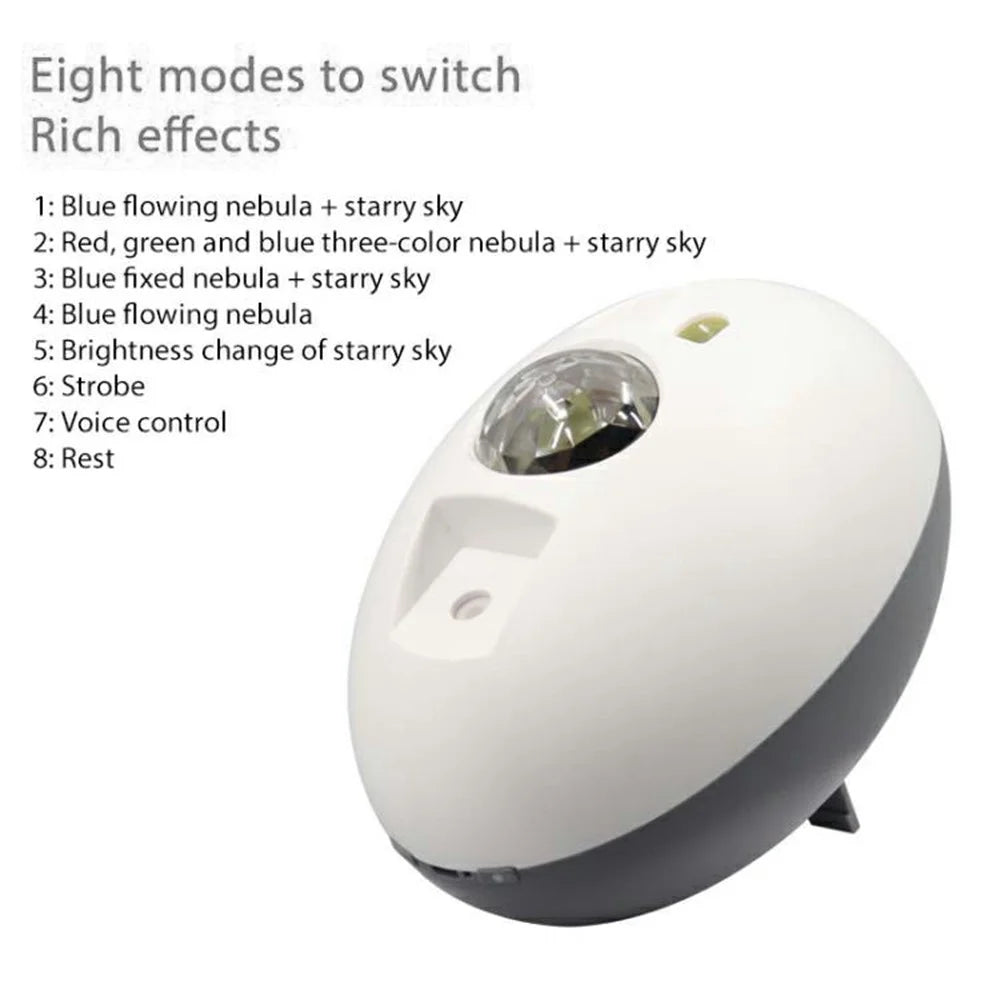Rechargeable Oval LED Starry Sky Projector Night Light Sound Activated Laser Atmosphere Lamp with Remote - 6