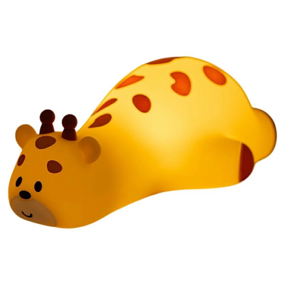 Cute Cartoon Giraffe Night Light Tap Control Silicone Bedside Lamp with Timer Desk Decor - 1