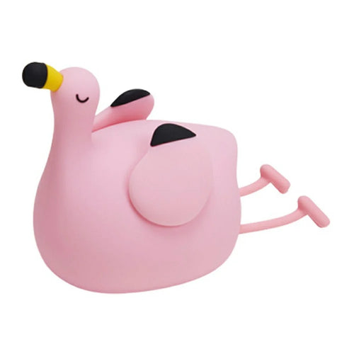 Pink Bird Night Light Tap Control Silicone Bedside Lamp with Timer Desk Decor Stress Relief Toy - 1