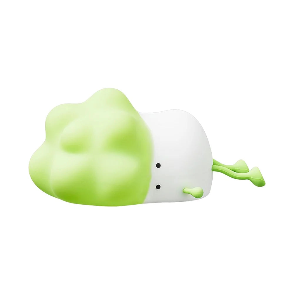 K-1110 Cute Cabbage Shape Night Light Soft Silicone Stress Relief Hand Toy LED Lamp with Phone Holder Stand and Timer Function - Green - 1