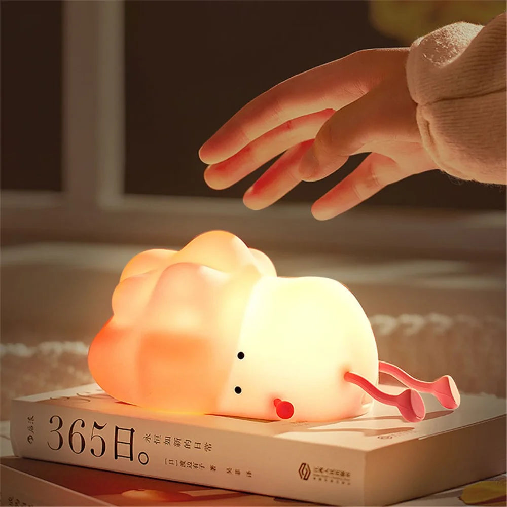 K-1110 Cute Cabbage Shape Night Light Soft Silicone Stress Relief Hand Toy LED Lamp with Phone Holder Stand and Timer Function - Green - 3
