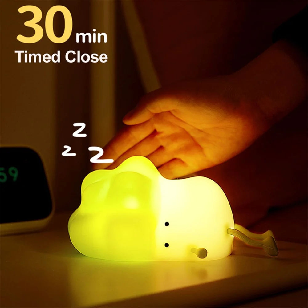 K-1110 Cute Cabbage Shape Night Light Soft Silicone Stress Relief Hand Toy LED Lamp with Phone Holder Stand and Timer Function - Green - 4