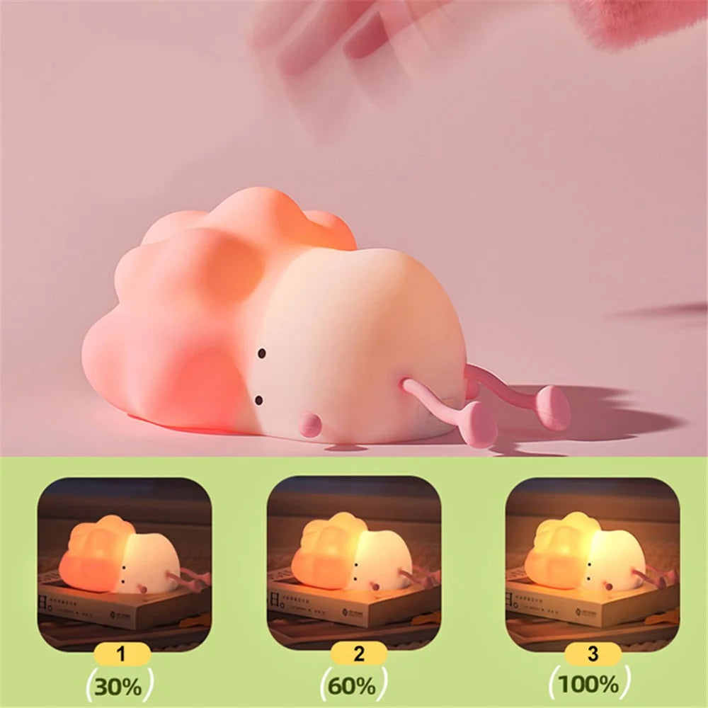 K-1110 Cute Cabbage Shape Night Light Soft Silicone Stress Relief Hand Toy LED Lamp with Phone Holder Stand and Timer Function - Green - 6