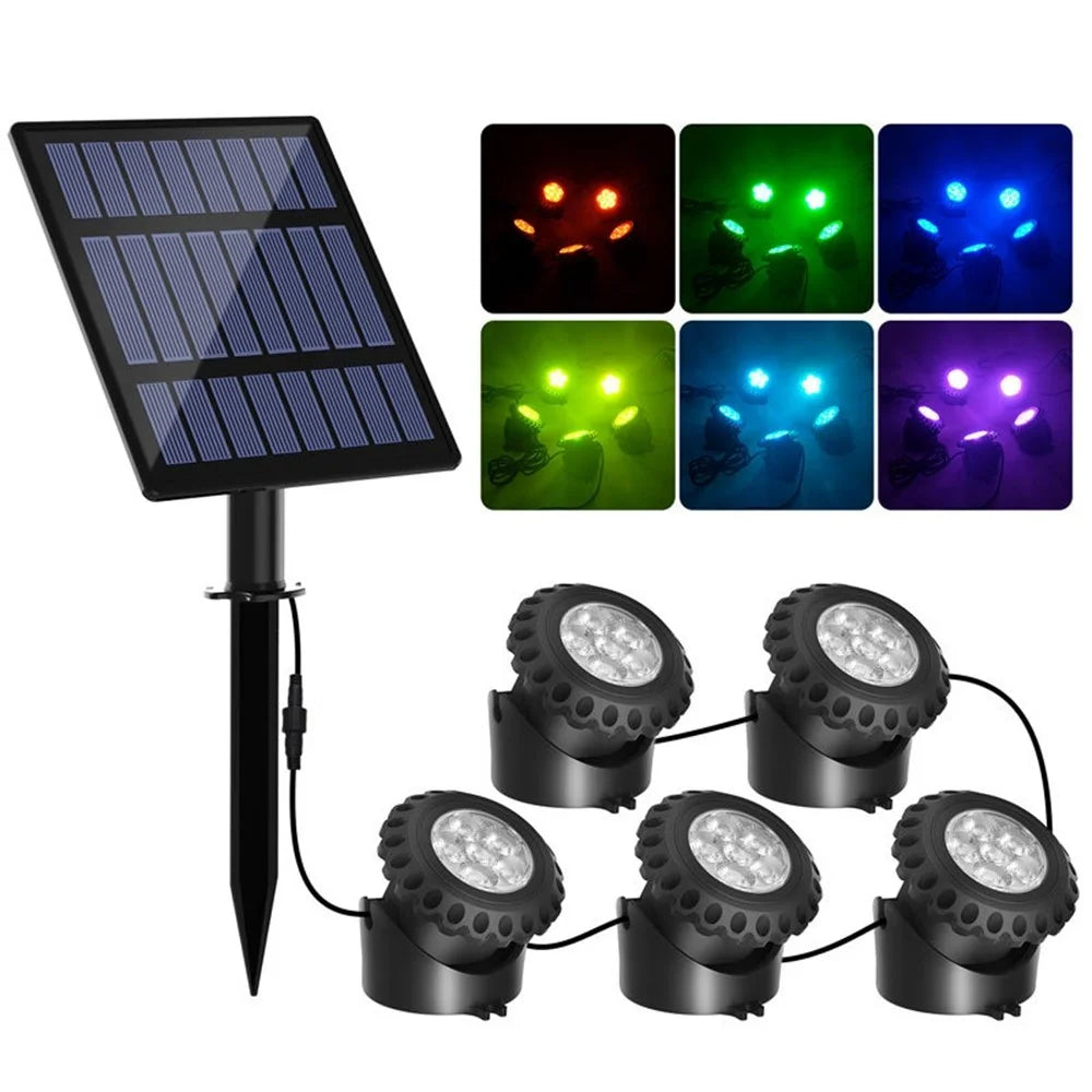 TS-S5405 5 in 1 Solar Underwater Lights IP68 Waterproof Pond Fish Tank Landscape Lamp, Base Type - 1