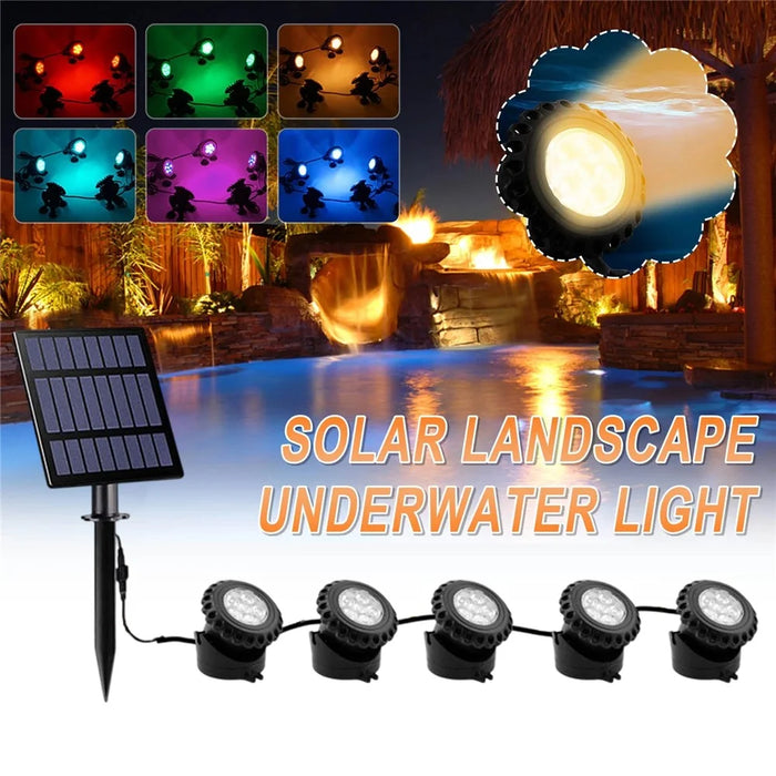 TS-S5405 5 in 1 Solar Underwater Lights IP68 Waterproof Pond Fish Tank Landscape Lamp, Base Type - 3