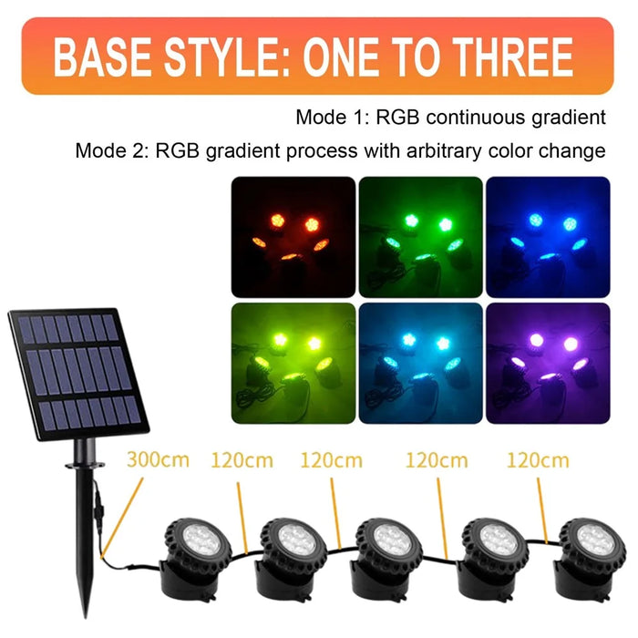 TS-S5405 5 in 1 Solar Underwater Lights IP68 Waterproof Pond Fish Tank Landscape Lamp, Base Type - 4