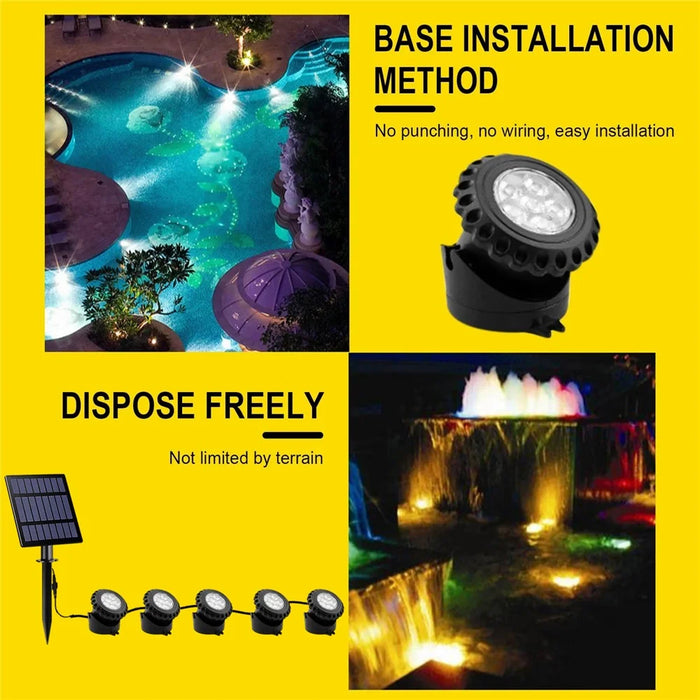 TS-S5405 5 in 1 Solar Underwater Lights IP68 Waterproof Pond Fish Tank Landscape Lamp, Base Type - 5
