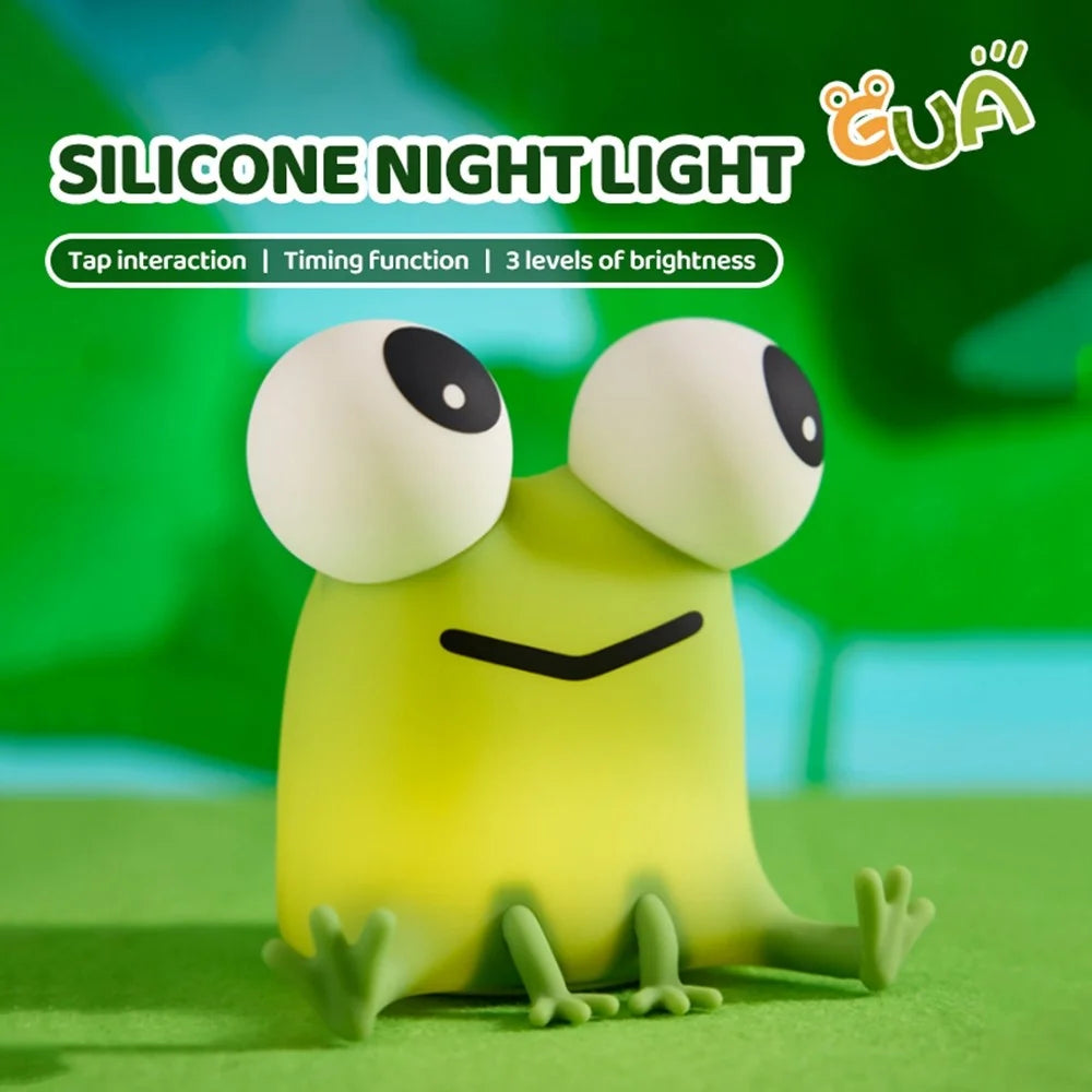 Frog Night Light USB Rechargeable 3 Brightness Levels Kids Bedroom Nursery Soft Silicone Bedside Lamp - 2
