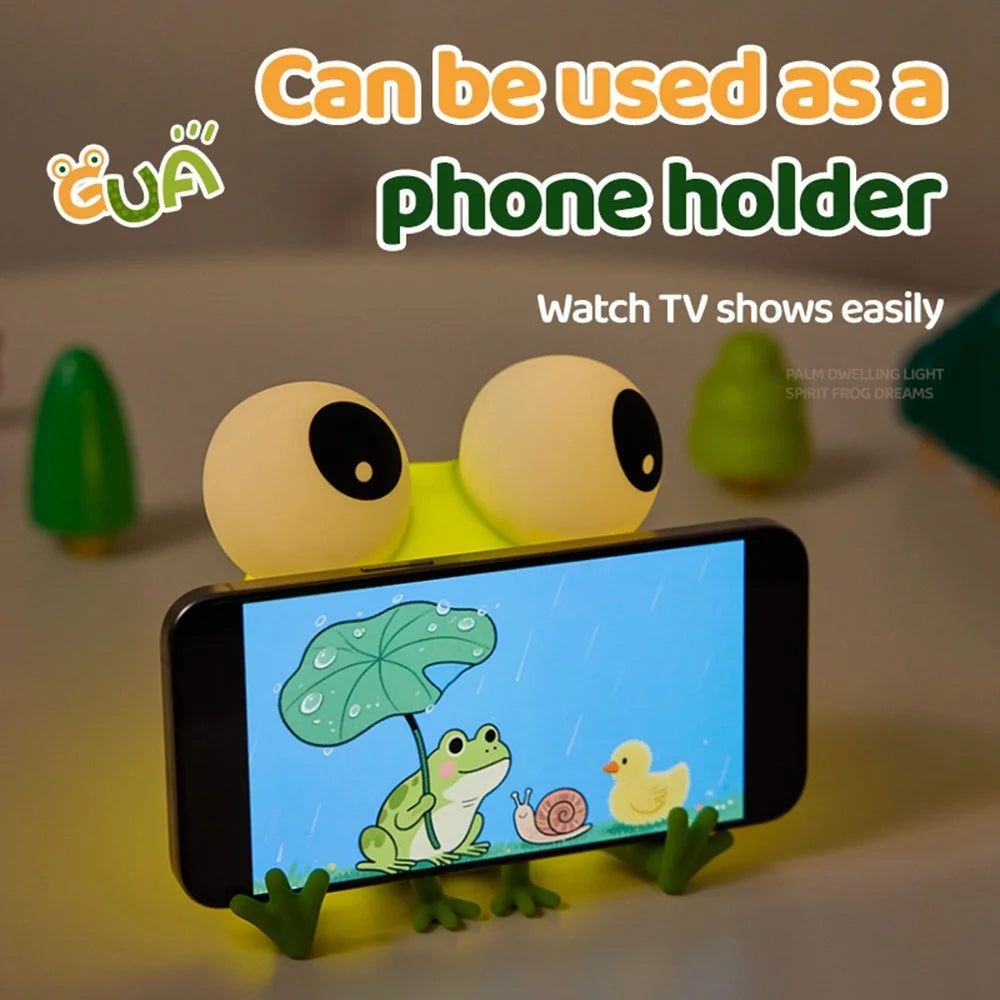Frog Night Light USB Rechargeable 3 Brightness Levels Kids Bedroom Nursery Soft Silicone Bedside Lamp - 3