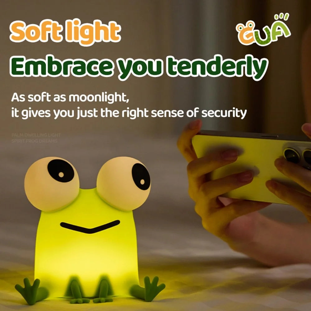 Frog Night Light USB Rechargeable 3 Brightness Levels Kids Bedroom Nursery Soft Silicone Bedside Lamp - 4