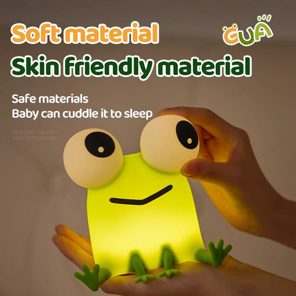 Frog Night Light USB Rechargeable 3 Brightness Levels Kids Bedroom Nursery Soft Silicone Bedside Lamp - 6