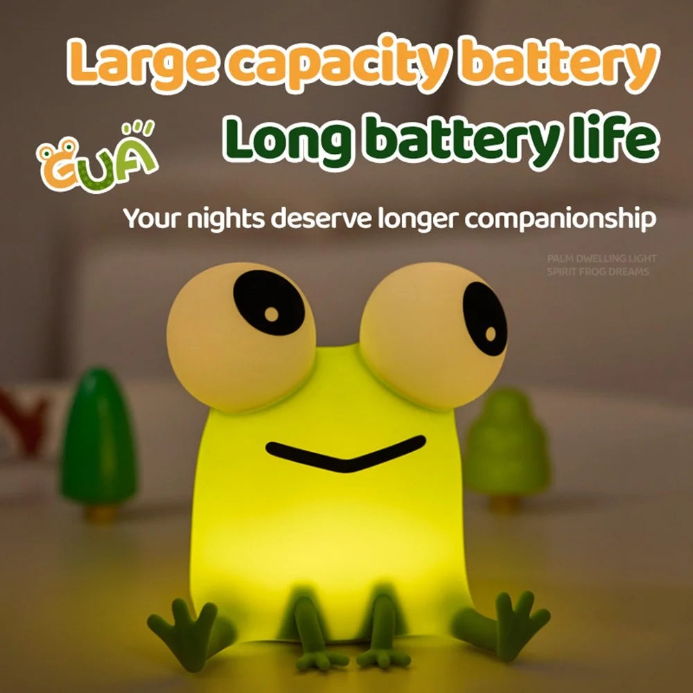 Frog Night Light USB Rechargeable 3 Brightness Levels Kids Bedroom Nursery Soft Silicone Bedside Lamp - 7