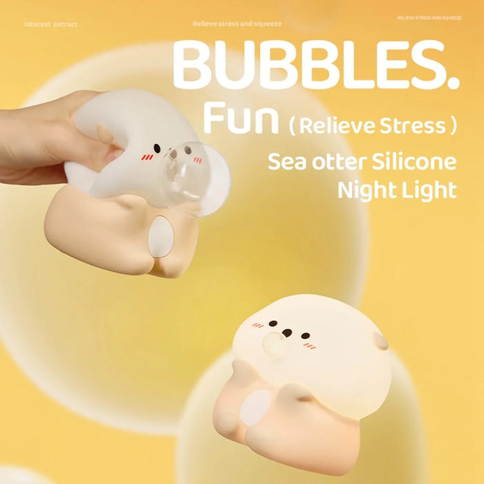 A066 Otter Bubble Blowing Night Light Baby Squishy Adorable Silicone Lamp - 2