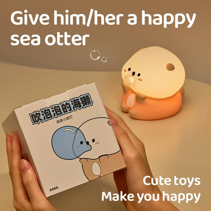 A066 Otter Bubble Blowing Night Light Baby Squishy Adorable Silicone Lamp - 6